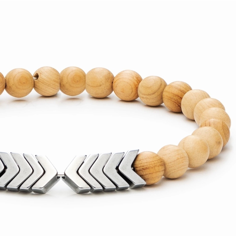 Vitality - Silver Sacred Arrow Wood Diffuser Bracelet